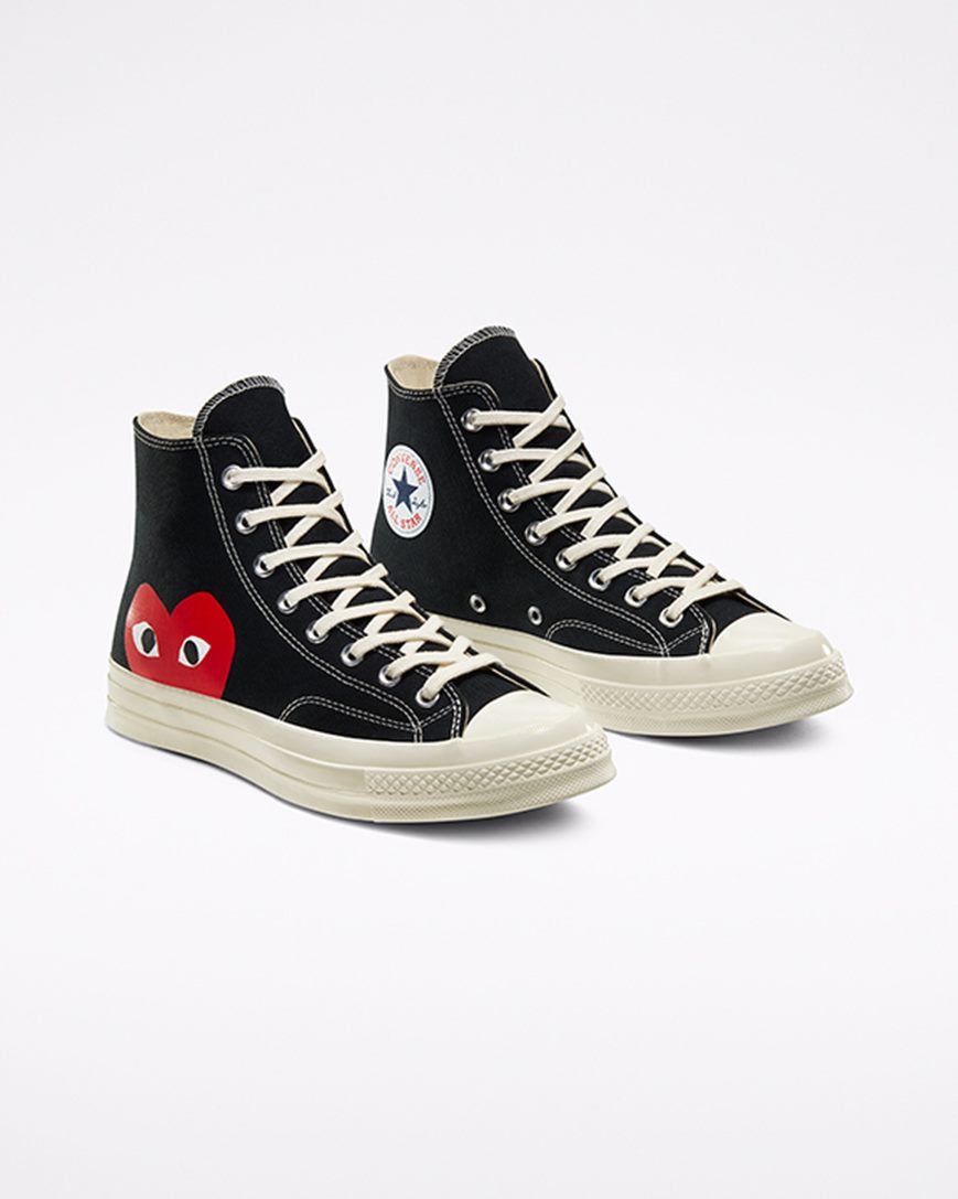 Tenis Converse x Comme des Garçons PLAY Chuck 70 Cano Alto Masculino Pretas Branco Vermelhas | PT B057813